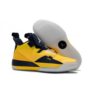 Nike Erkek Air Jordan 33 Michigan Pe Sarı / Lacivert Mavi Basketbol Ayakkabısı Türkiye - OTIT46BZ